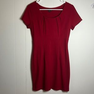 Forever 21 Red Mini Dress Women’s Size M Slim Fit Stretchy with Pleats EUC